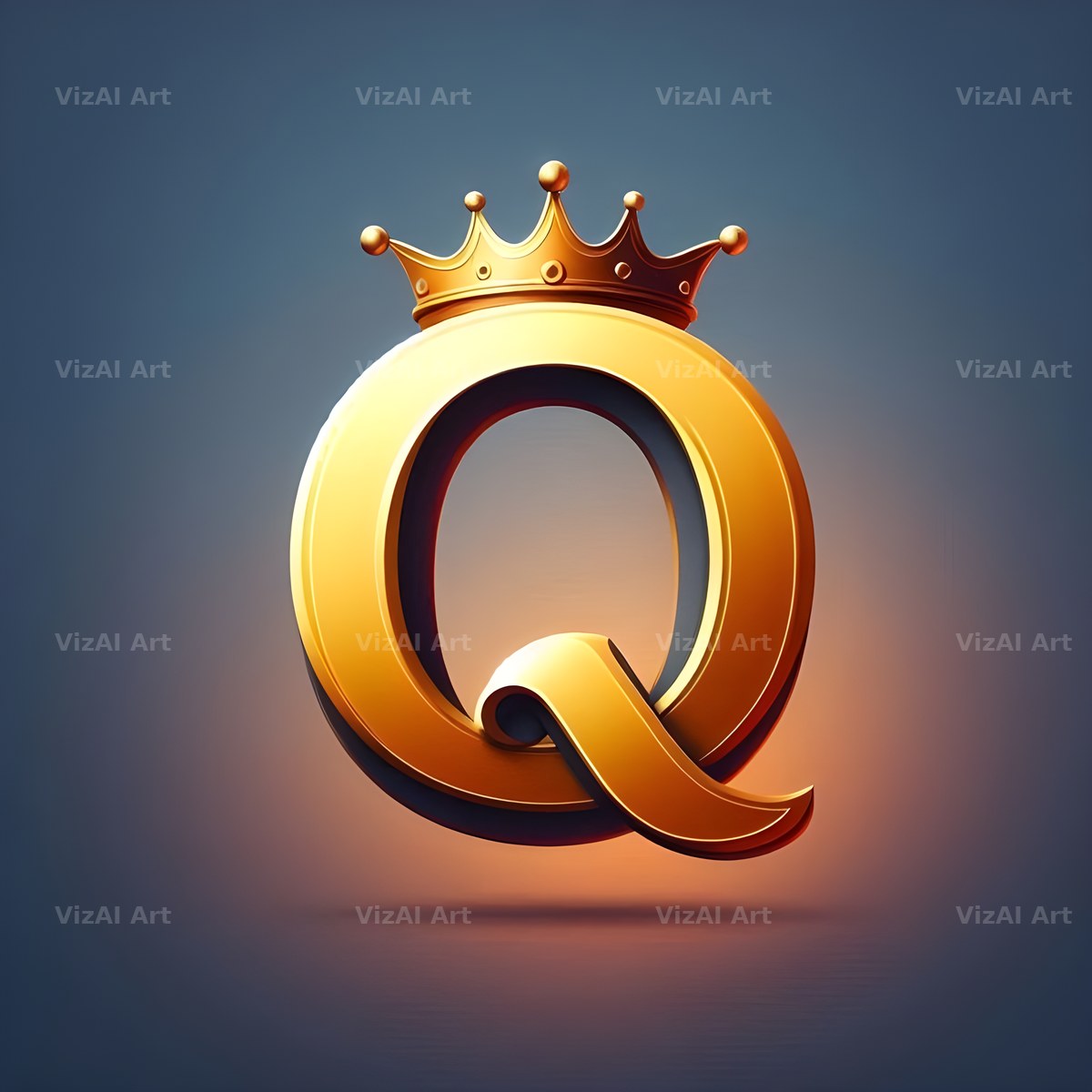 Royal Crown Gold alphabet letter Q