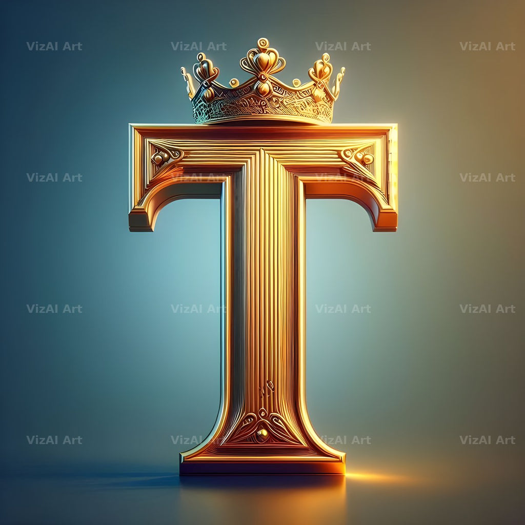 Royal Crown Gold alphabet letter T