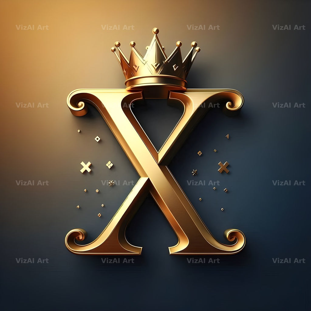 Royal Crown Gold alphabet letter X