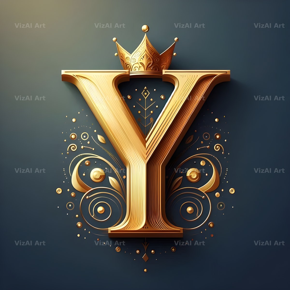 Royal Crown Gold alphabet letter Y