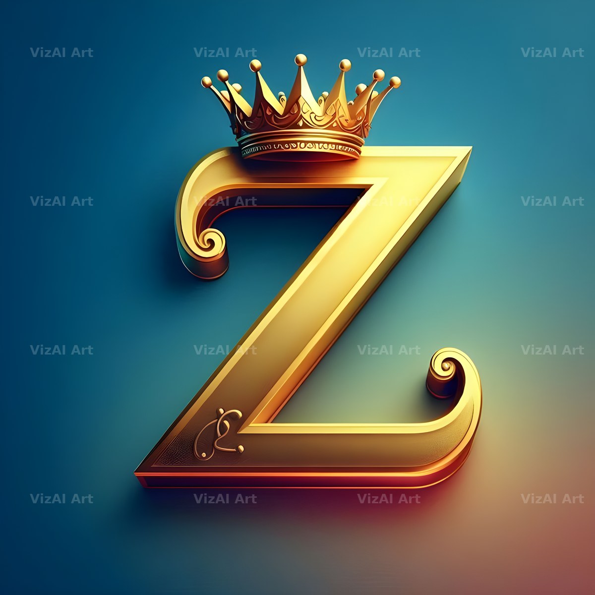 Royal Crown Gold alphabet letter Z