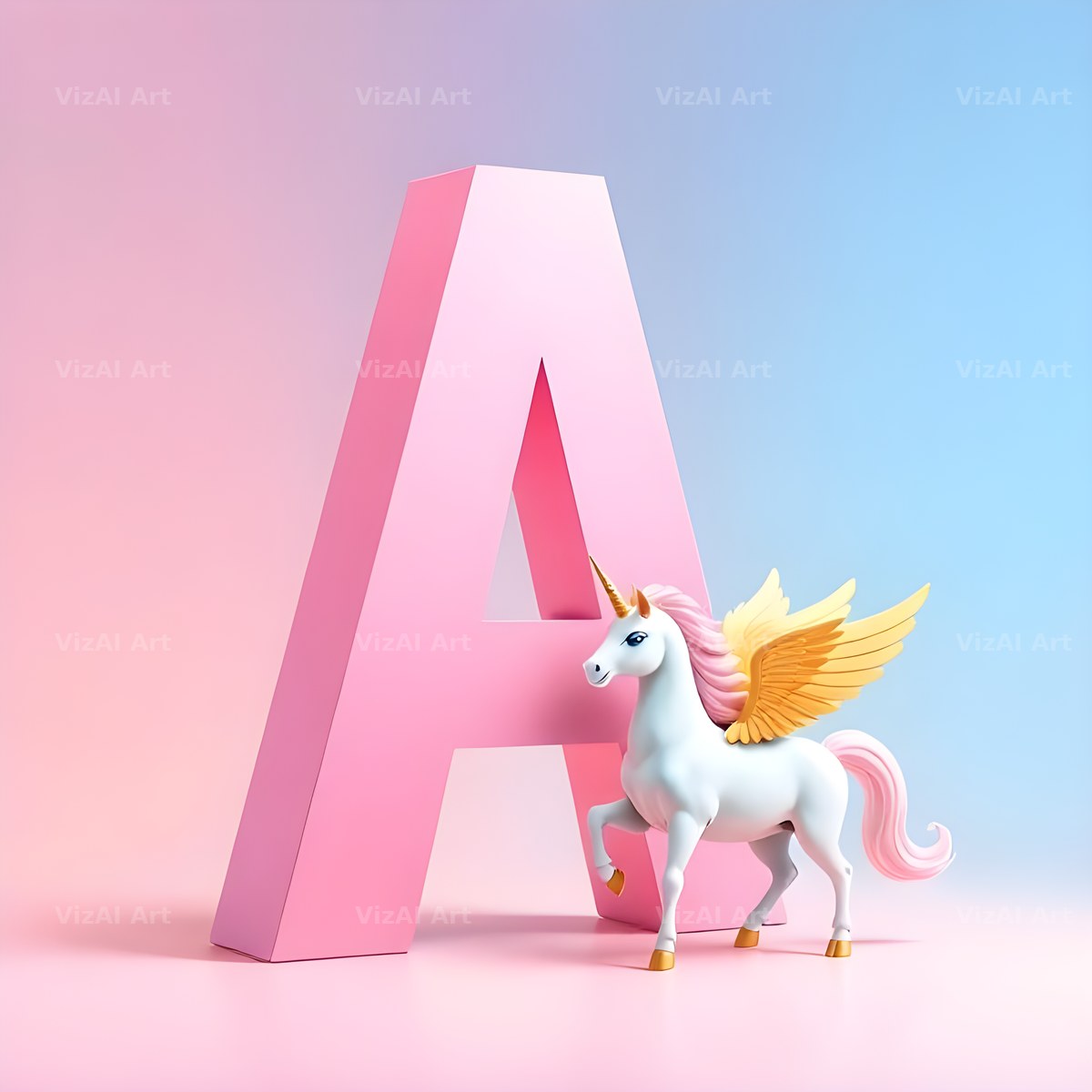 Pastel Pegasus Foal alphabet letter A