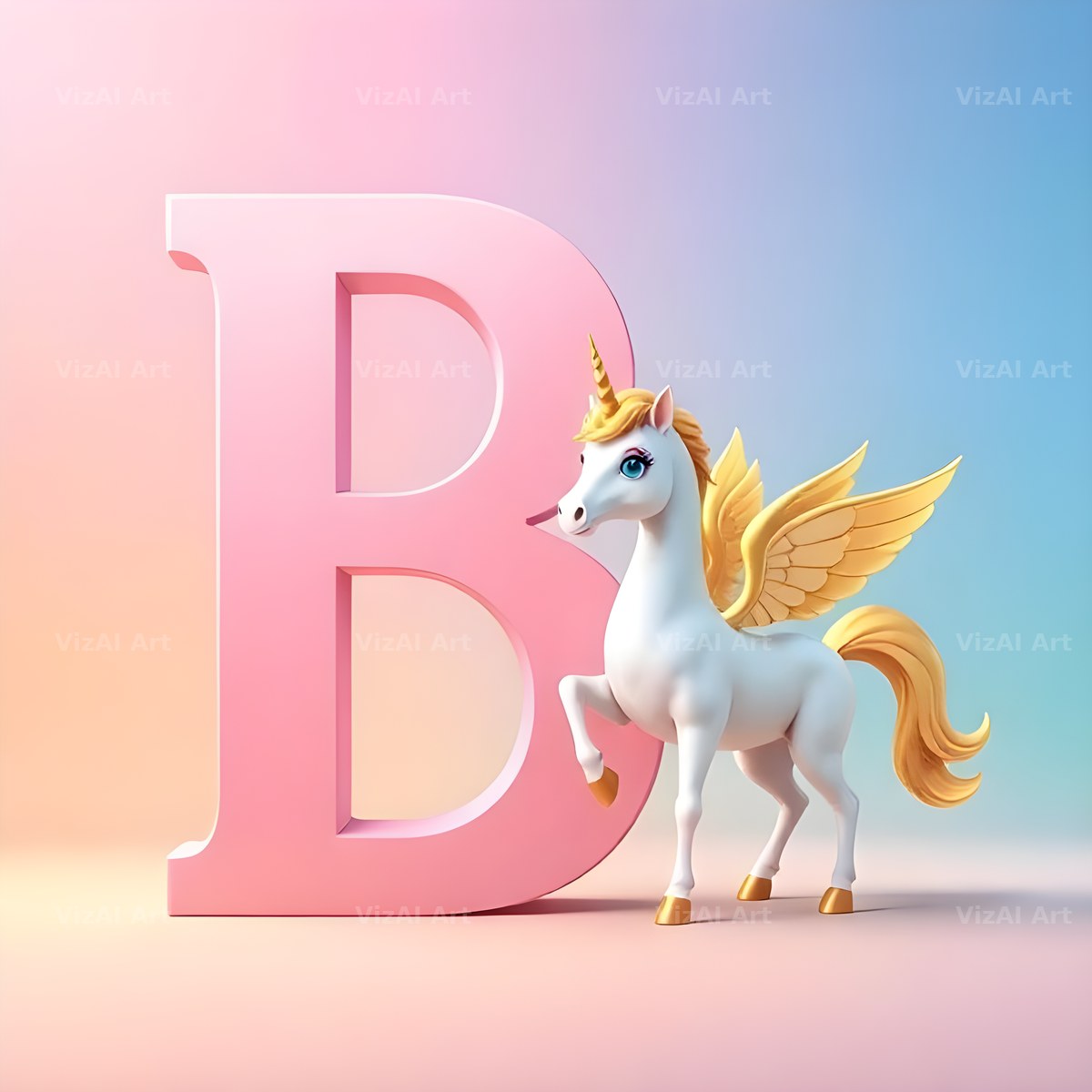 Pastel Pegasus Foal alphabet letter B