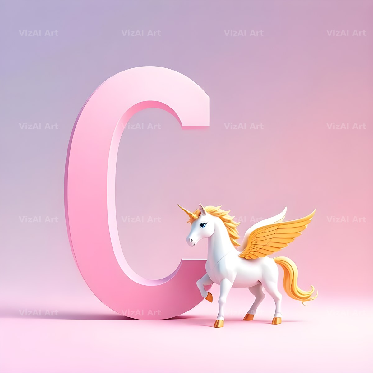 Pastel Pegasus Foal alphabet letter C