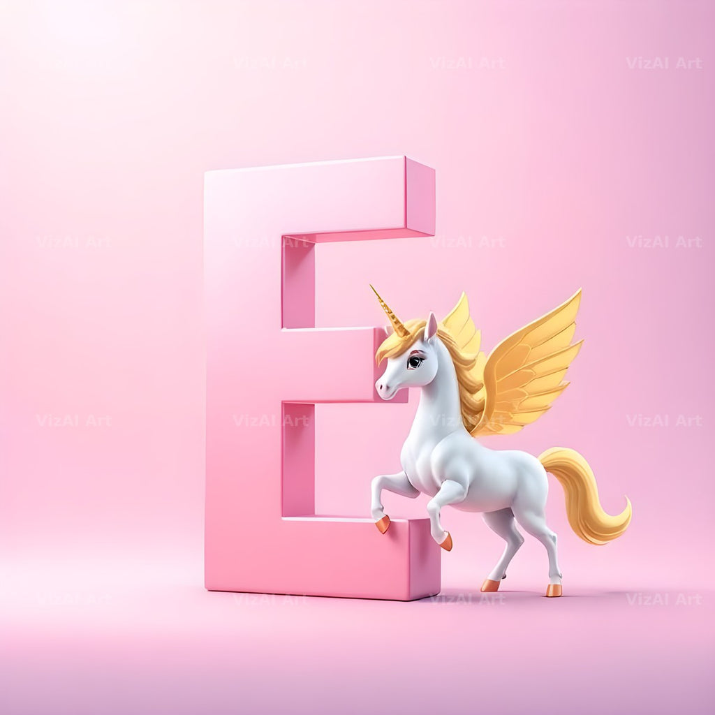 Pastel Pegasus Foal alphabet letter E