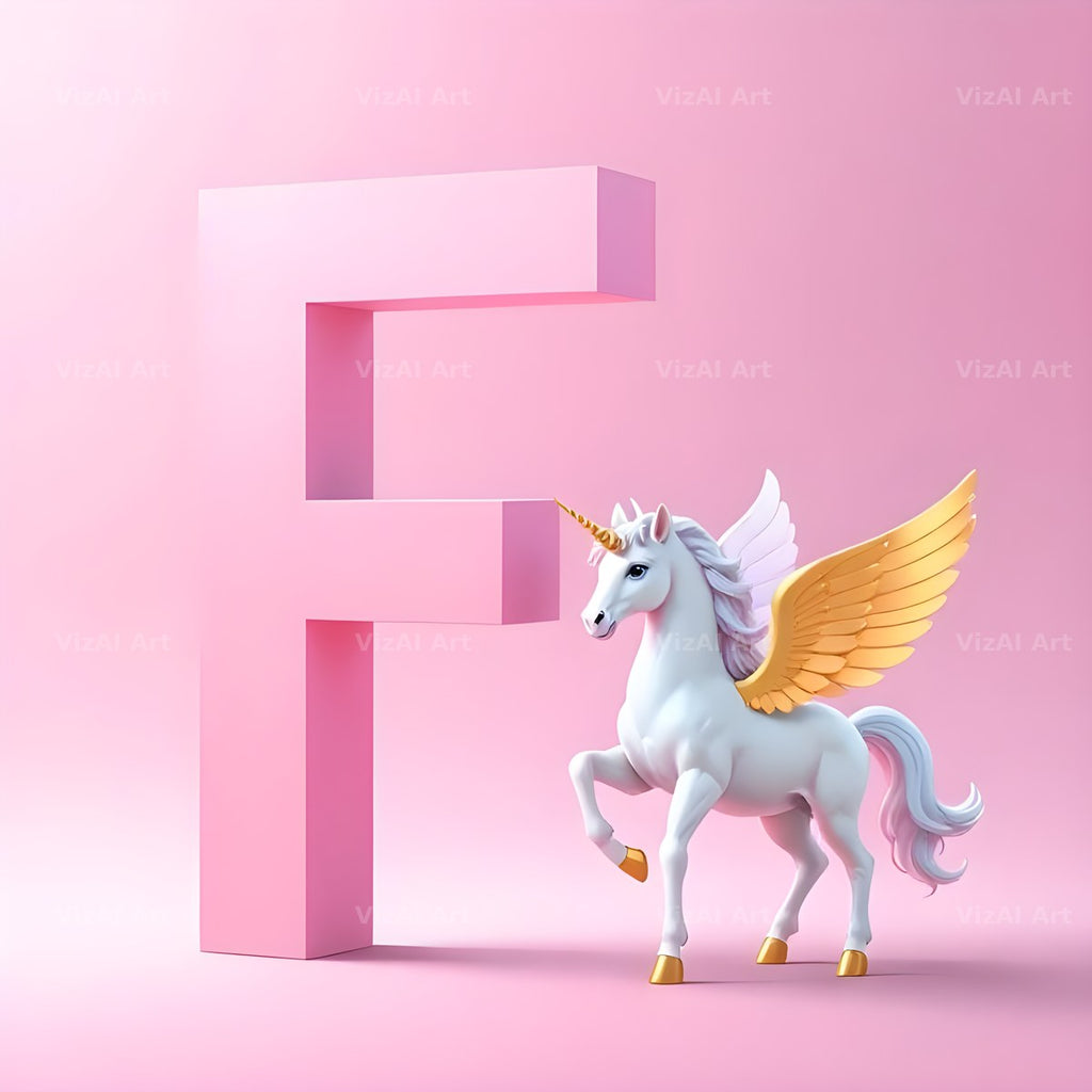 Pastel Pegasus Foal alphabet letter F