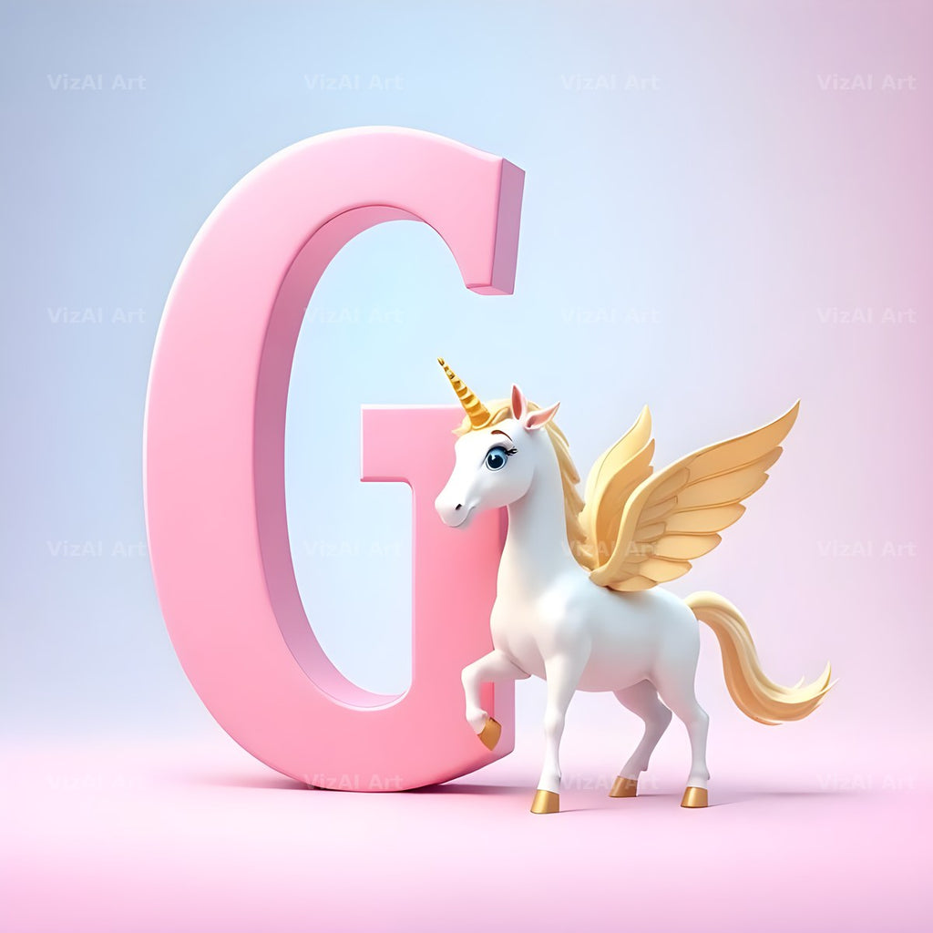 Pastel Pegasus Foal alphabet letter G