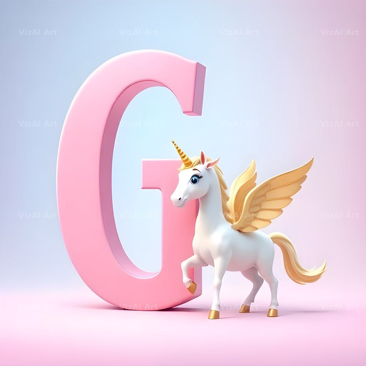 Pastel Pegasus Foal alphabet letter G