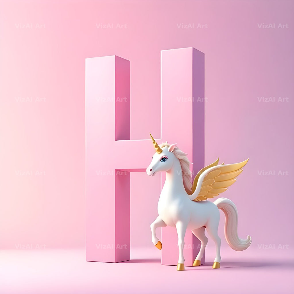 Pastel Pegasus Foal alphabet letter H