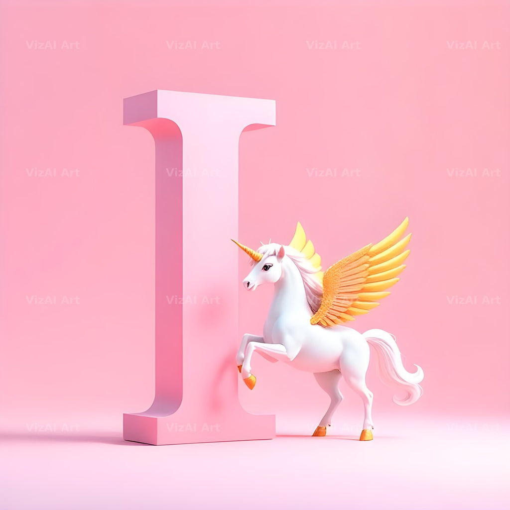 Pastel Pegasus Foal alphabet letter I