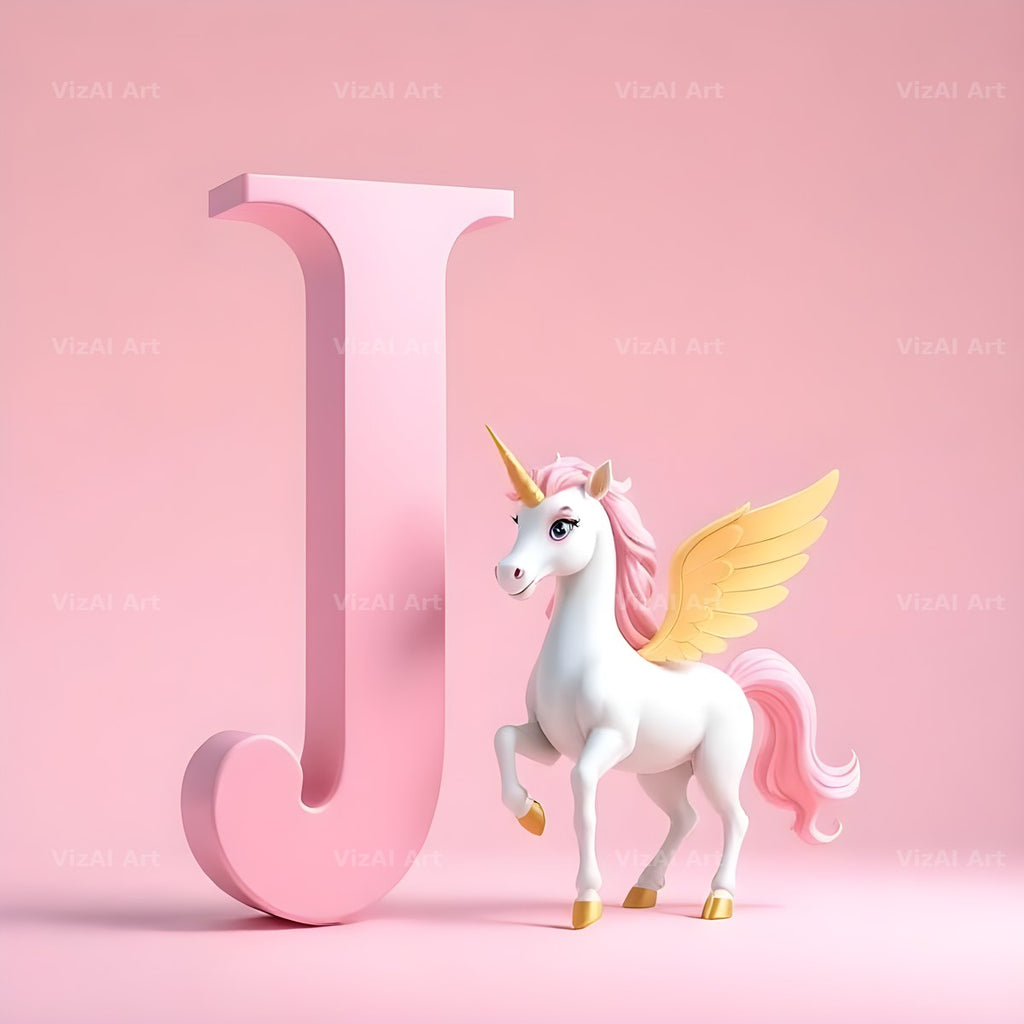Pastel Pegasus Foal alphabet letter J
