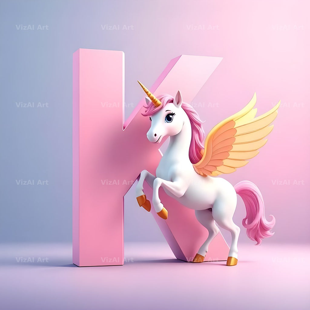 Pastel Pegasus Foal alphabet letter K