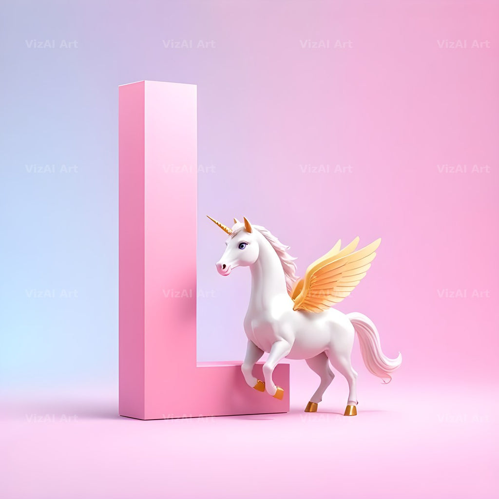 Pastel Pegasus Foal alphabet letter L