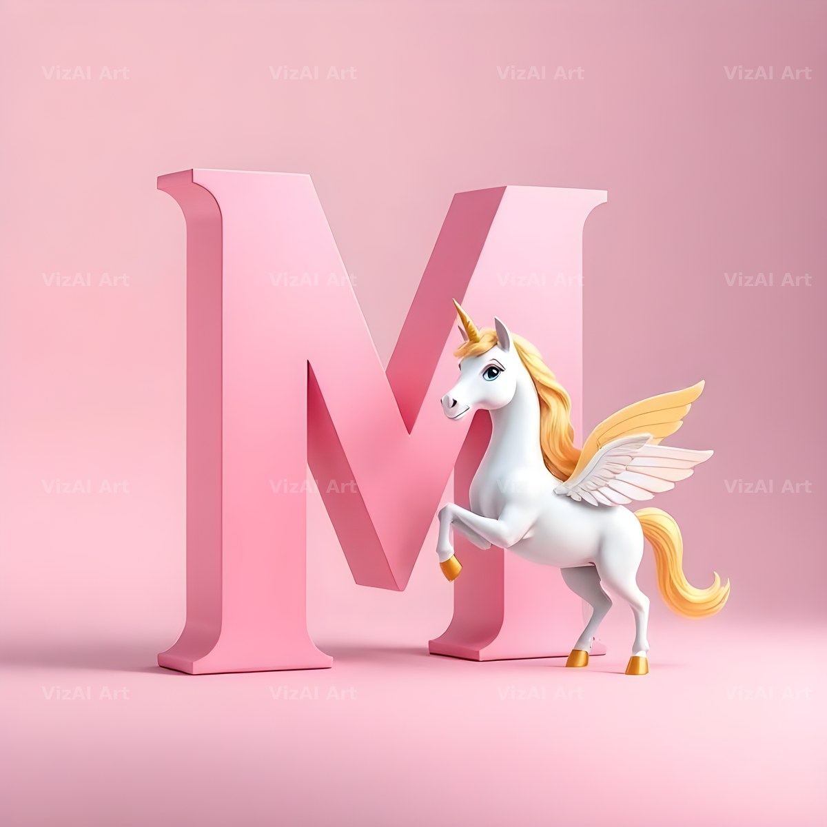 Pastel Pegasus Foal alphabet letter M
