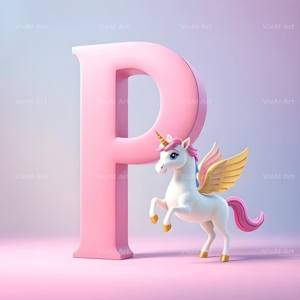 Pastel Pegasus Foal alphabet letter P