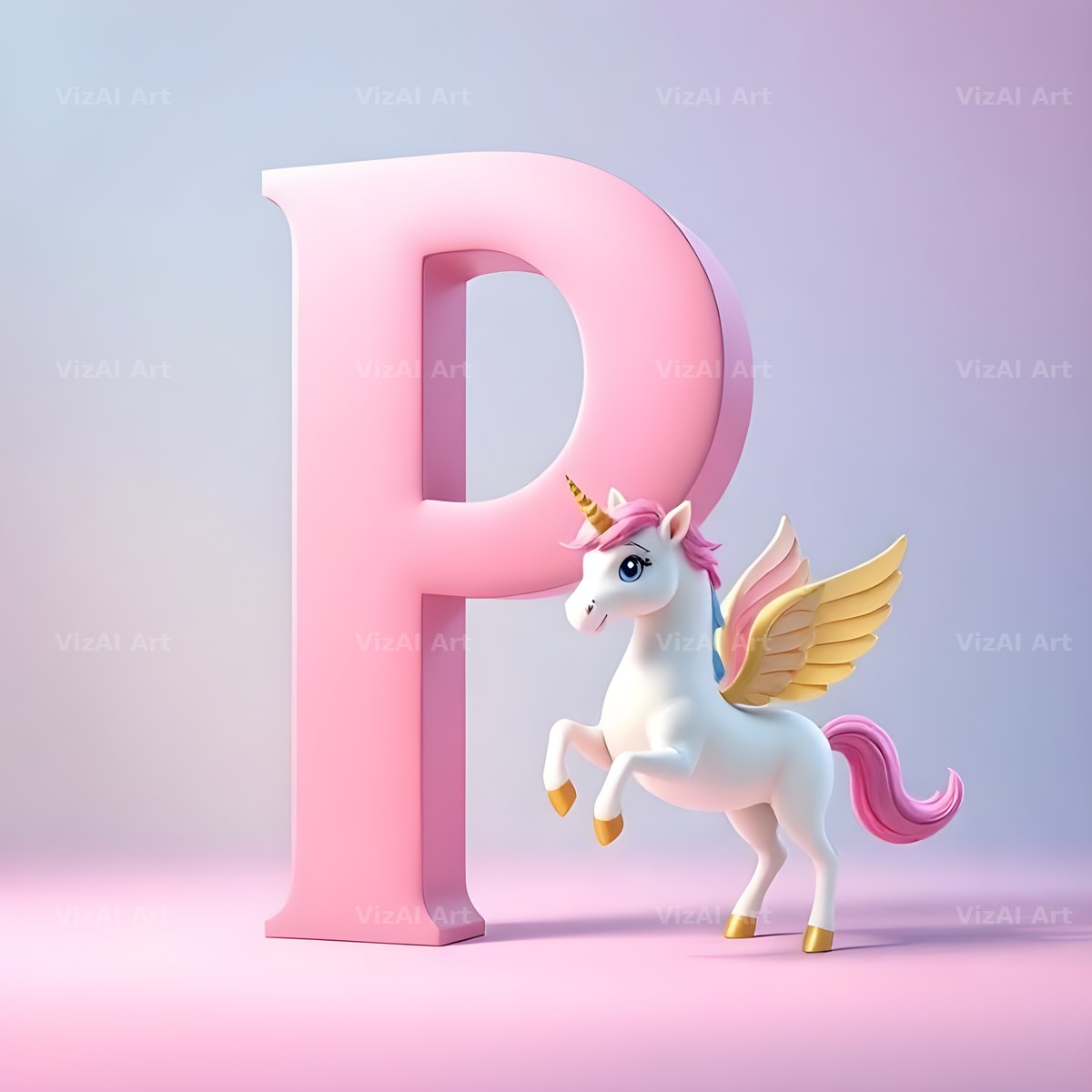Pastel Pegasus Foal alphabet letter P