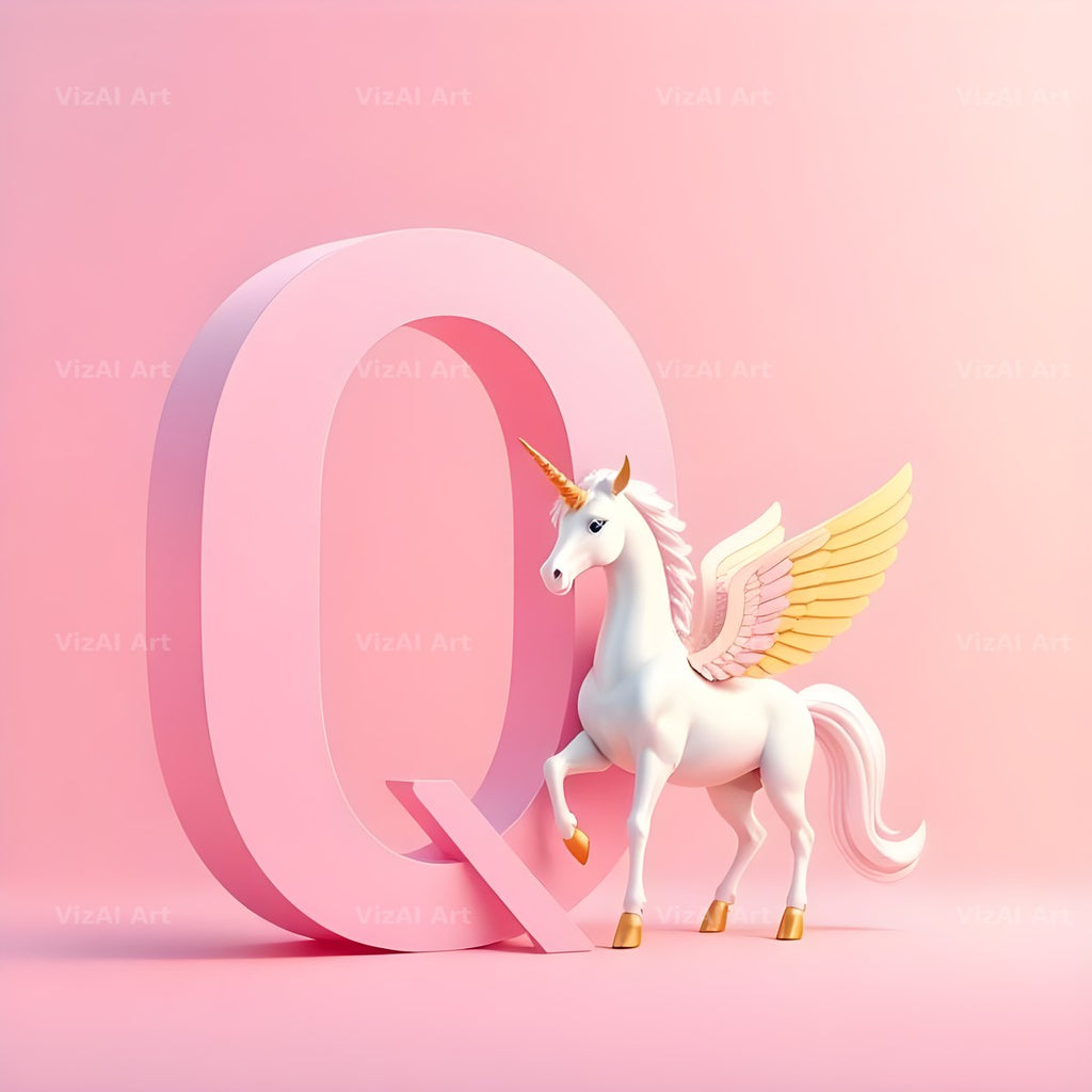 Pastel Pegasus Foal alphabet letter Q