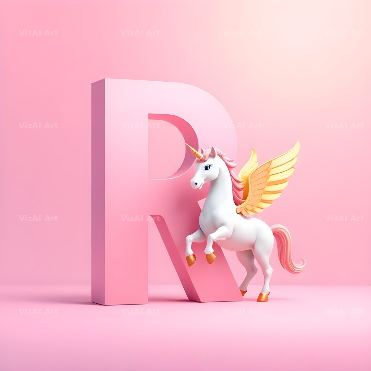 Pastel Pegasus Foal alphabet letter R