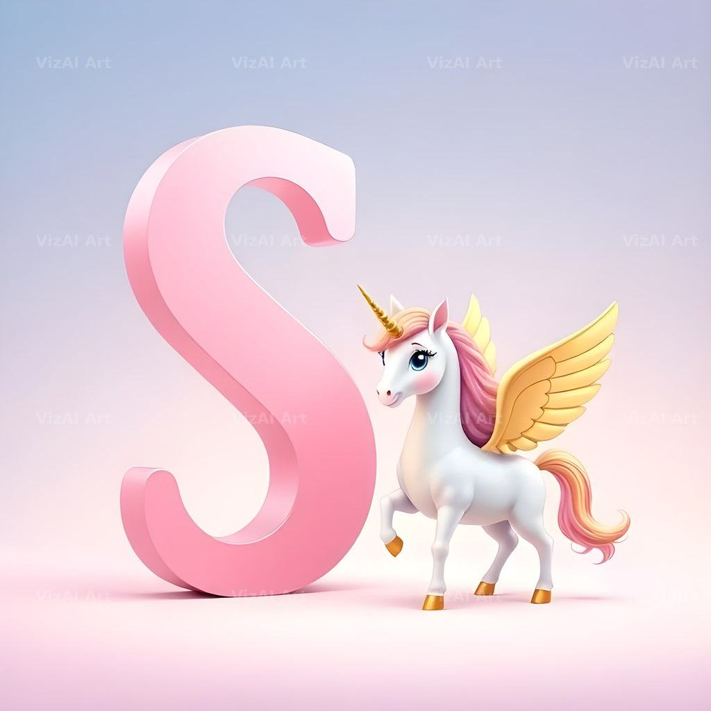 Pastel Pegasus Foal alphabet letter S