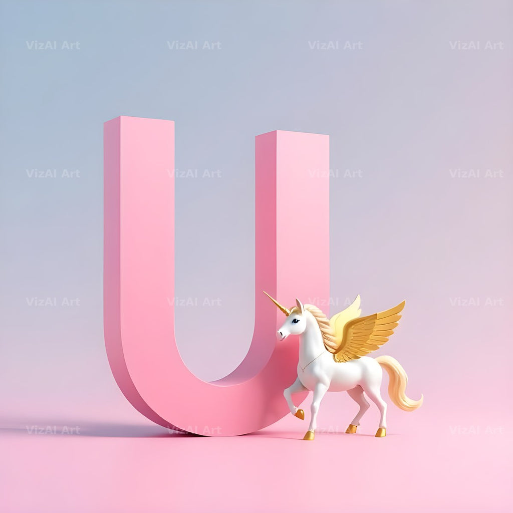 Pastel Pegasus Foal alphabet letter U