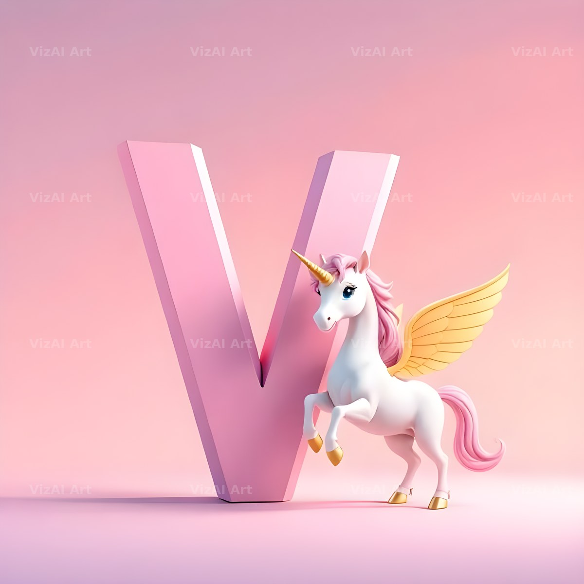 Pastel Pegasus Foal alphabet letter V