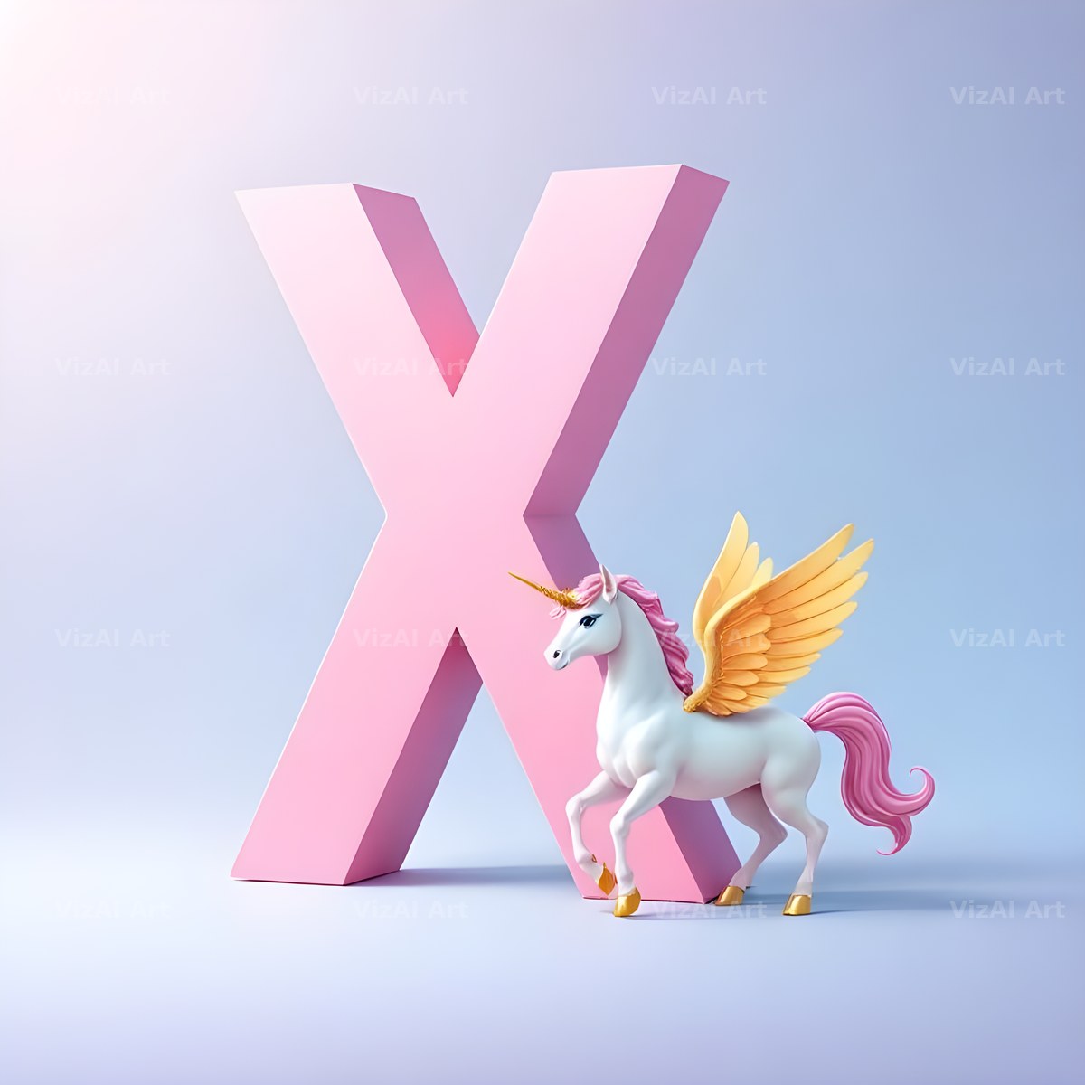 Pastel Pegasus Foal alphabet letter X