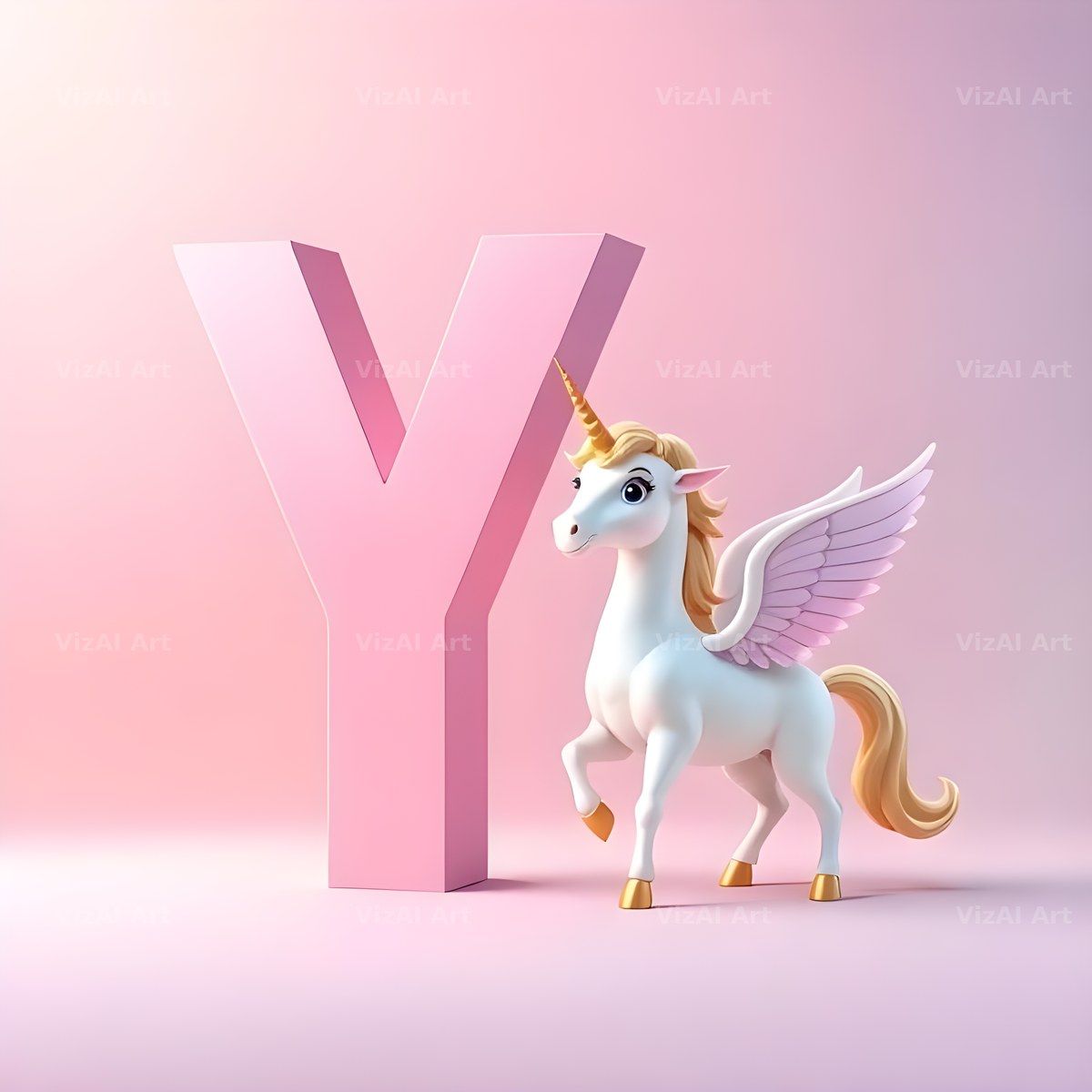 Pastel Pegasus Foal alphabet letter Y