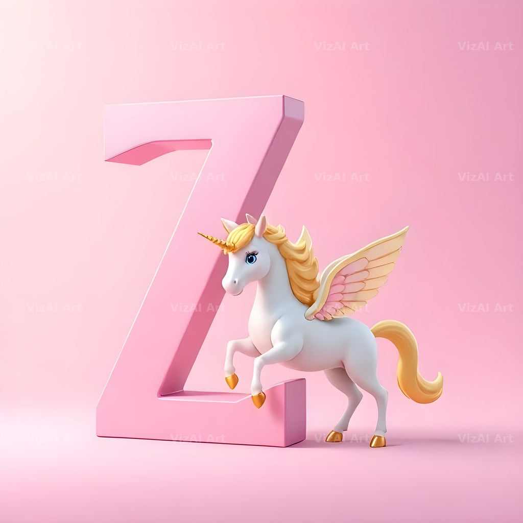 Pastel Pegasus Foal alphabet letter Z
