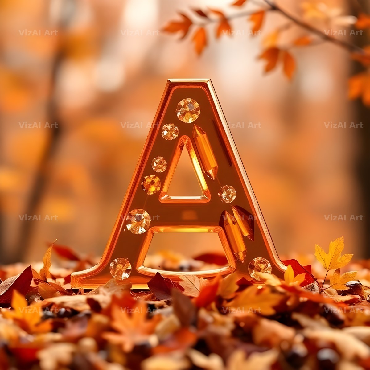 Autumn Maple Glow alphabet letter A