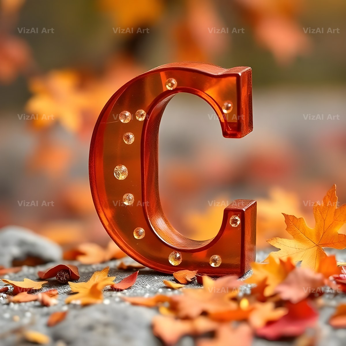Autumn Maple Glow alphabet letter C