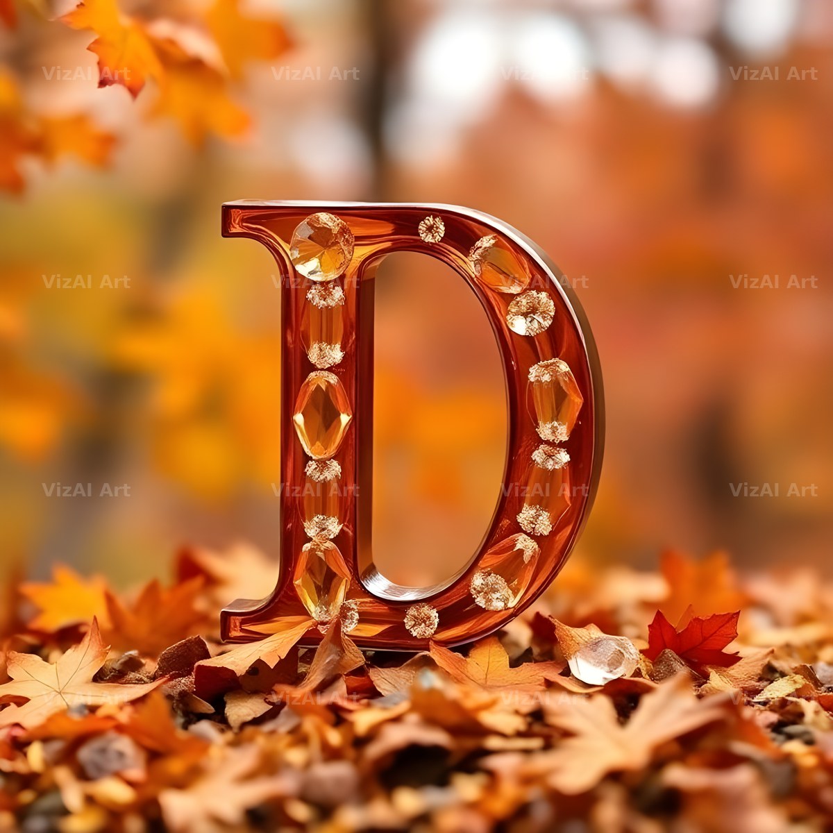 Autumn Maple Glow alphabet letter D