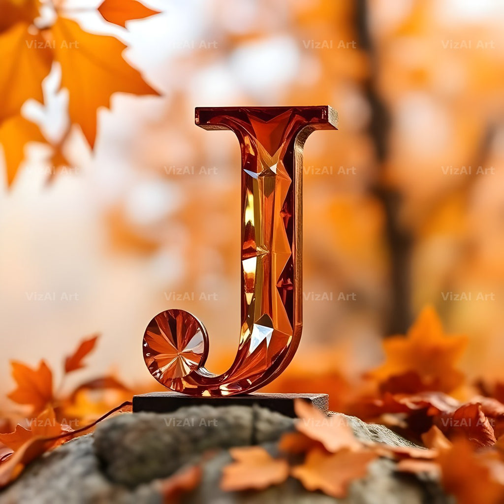 Autumn Maple Glow alphabet letter J
