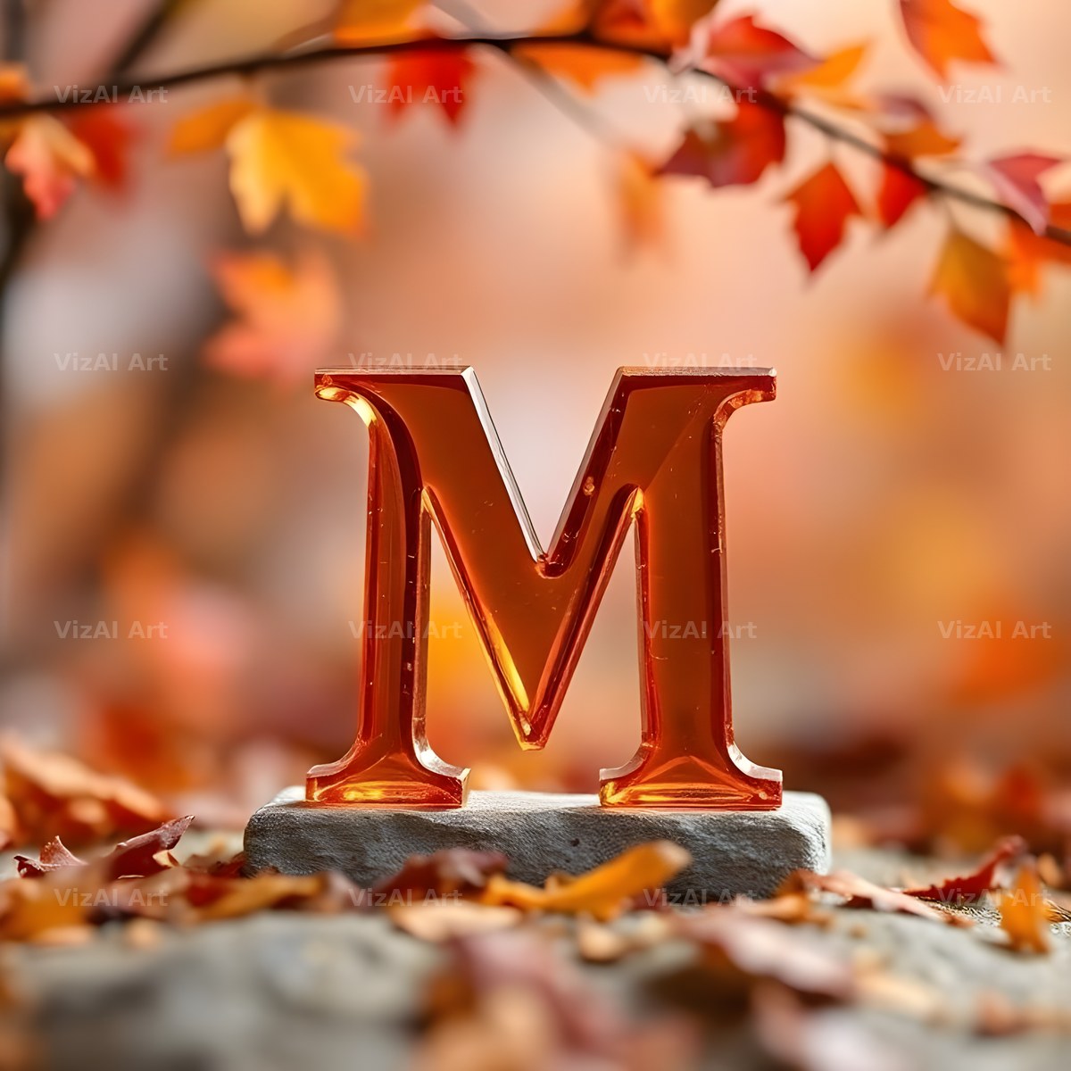 Autumn Maple Glow alphabet letter M