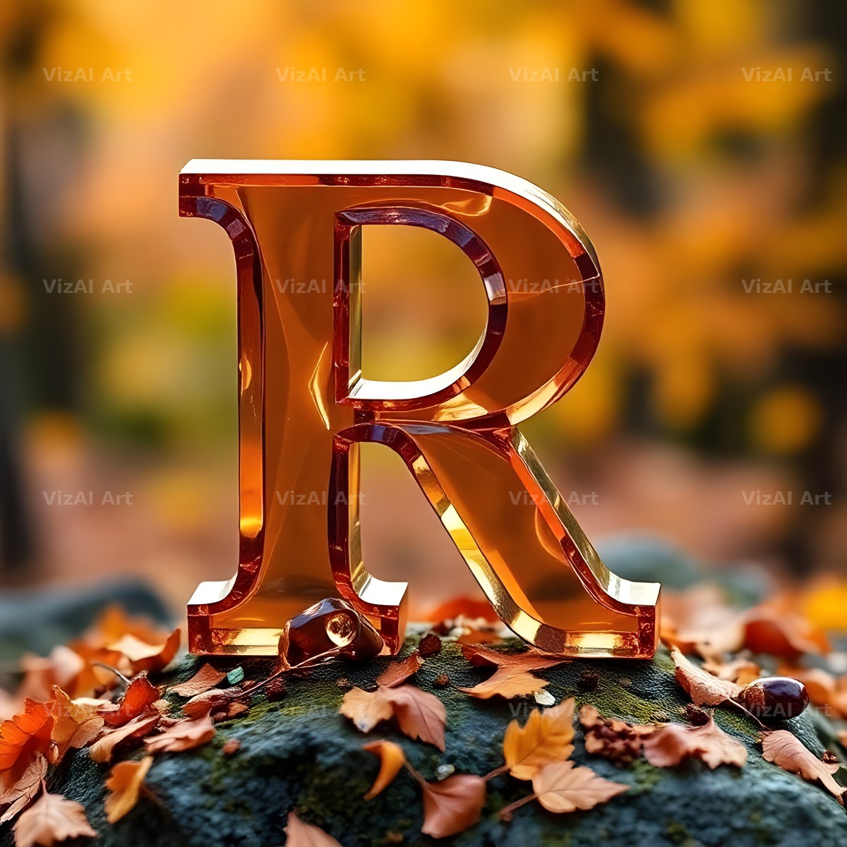 Autumn Maple Glow alphabet letter R
