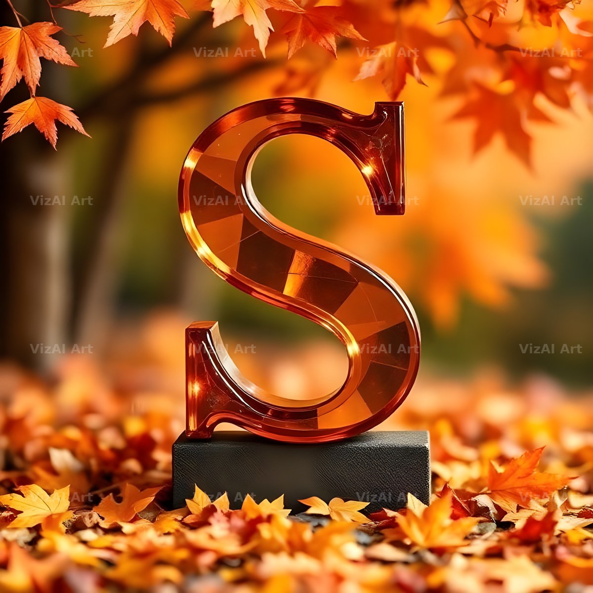 Autumn Maple Glow alphabet letter S
