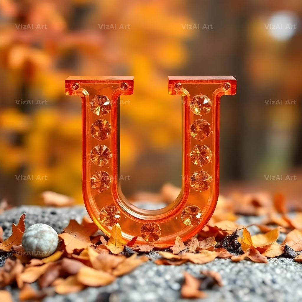 Autumn Maple Glow alphabet letter U