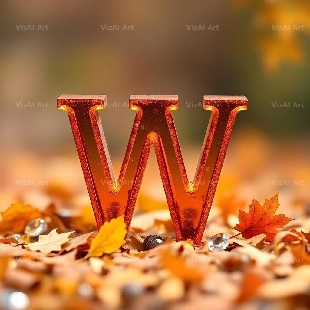 Autumn Maple Glow alphabet letter W