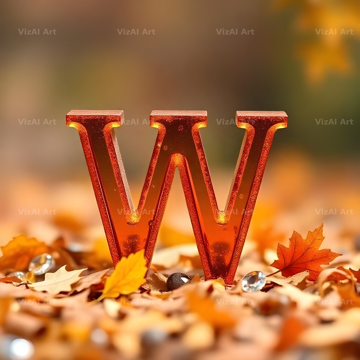 Autumn Maple Glow alphabet letter W