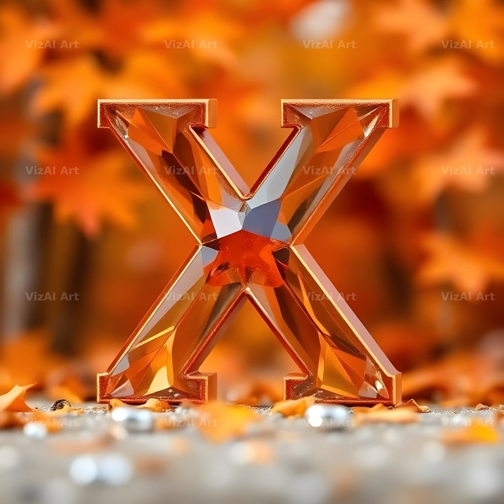 Autumn Maple Glow alphabet letter X