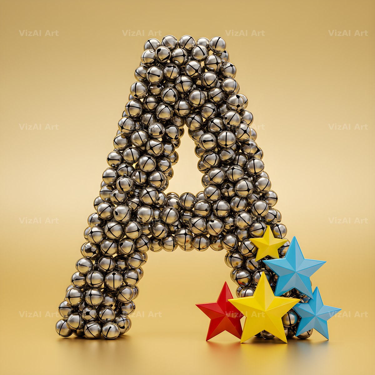 Silver Bead Star alphabet letter A