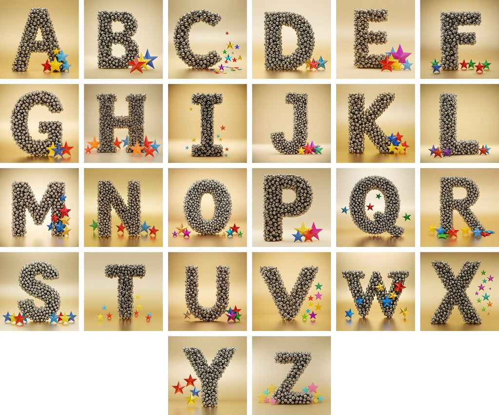 Silver Bead Star alphabet — all 26 letters