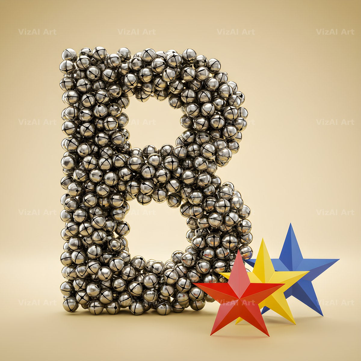 Silver Bead Star alphabet letter B