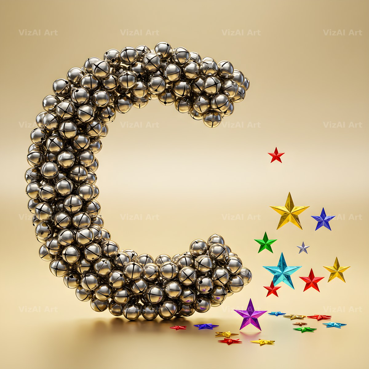 Silver Bead Star alphabet letter C