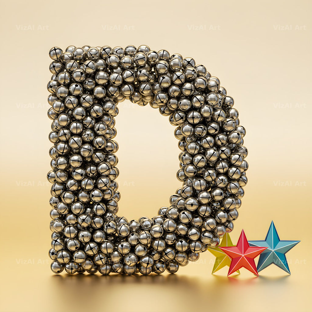 Silver Bead Star alphabet letter D