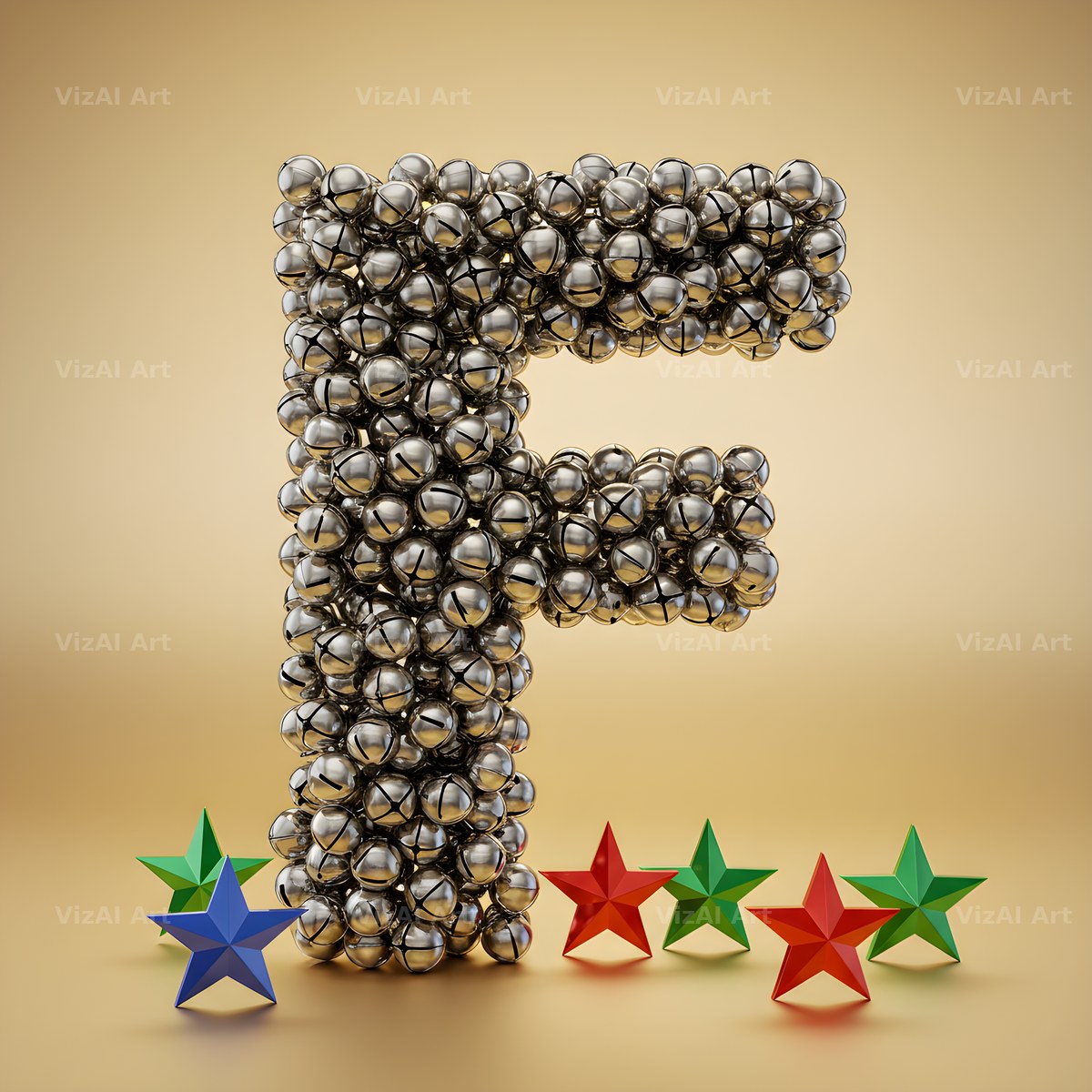 Silver Bead Star alphabet letter F