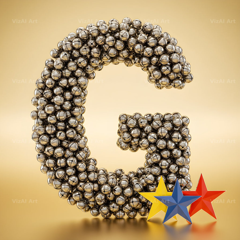 Silver Bead Star alphabet letter G