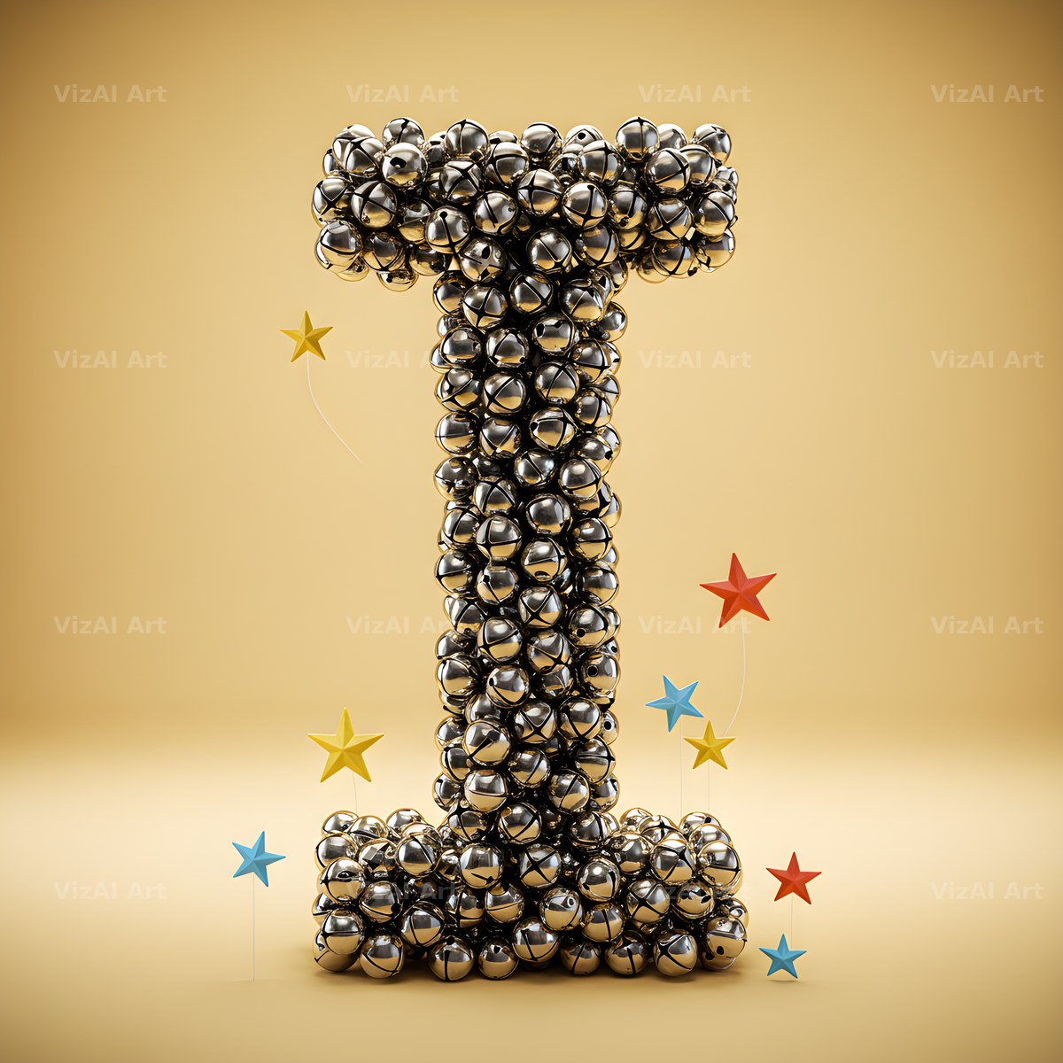 Silver Bead Star alphabet letter I