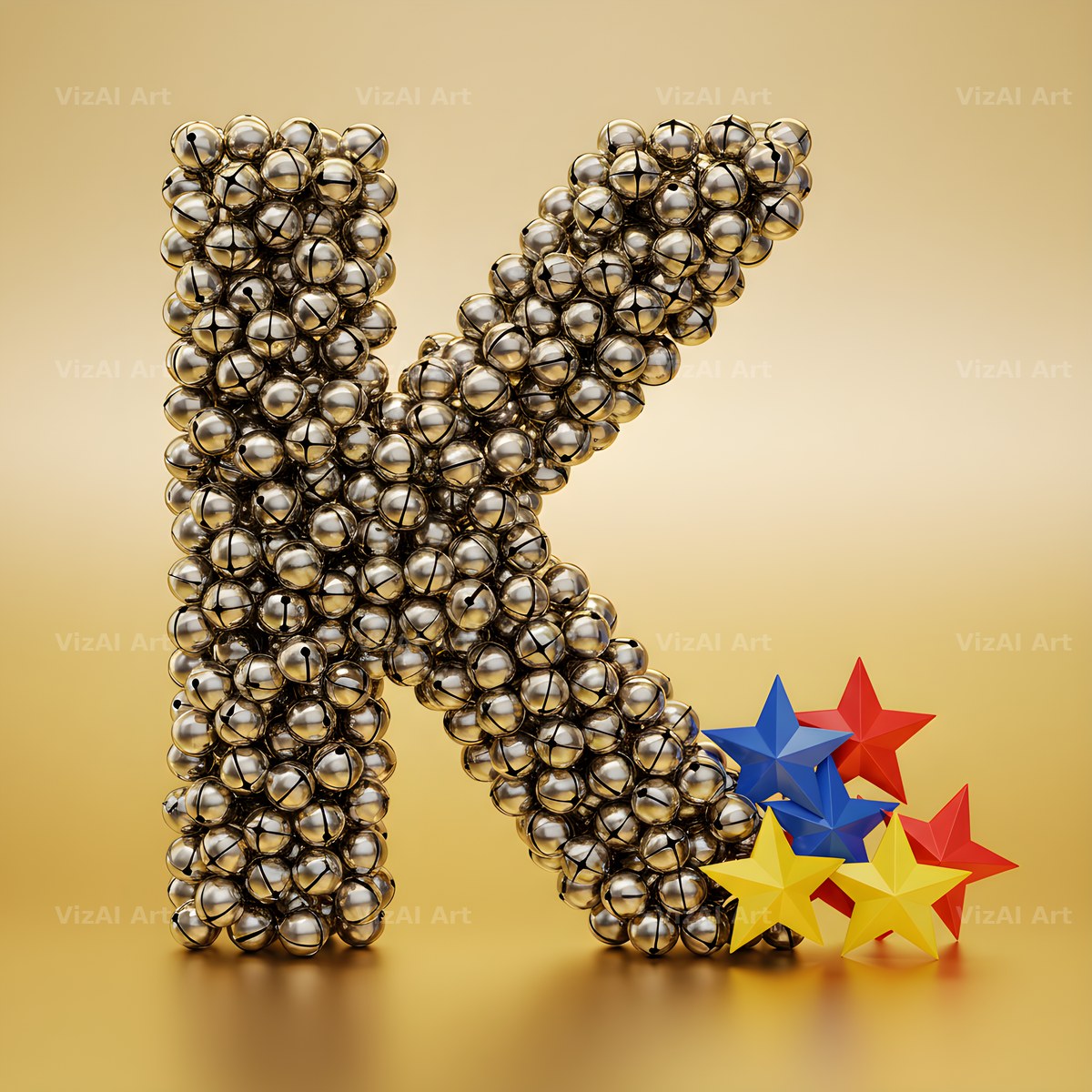 Silver Bead Star alphabet letter K