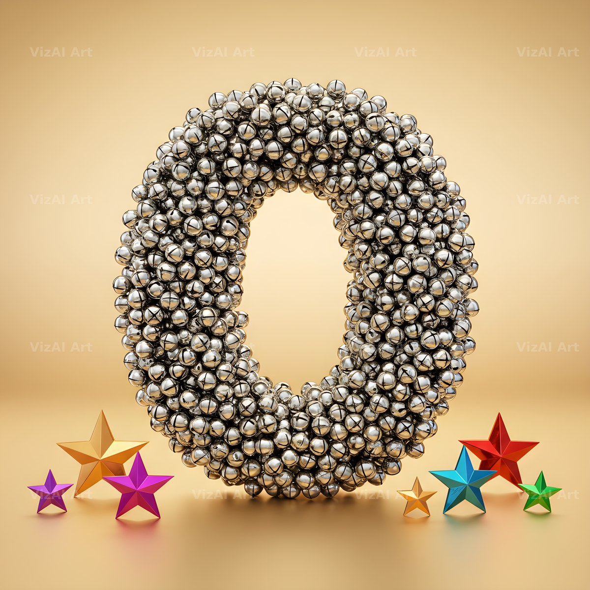 Silver Bead Star alphabet letter O