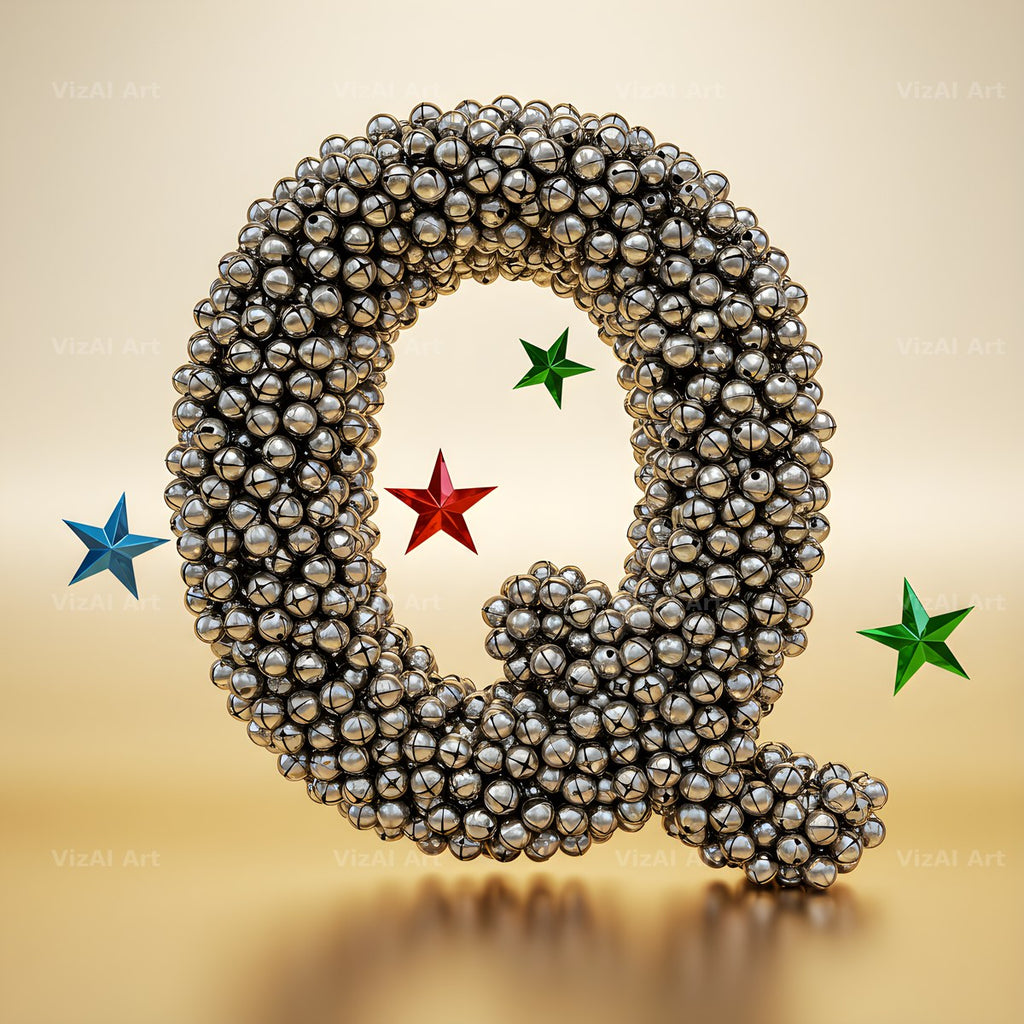 Silver Bead Star alphabet letter Q